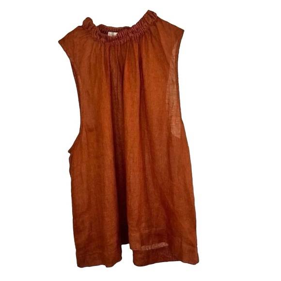 2/$30 Anthropologie Cloth & Stone Large Linen High Neck Sleeveless Top Business - Picture 1 of 7
